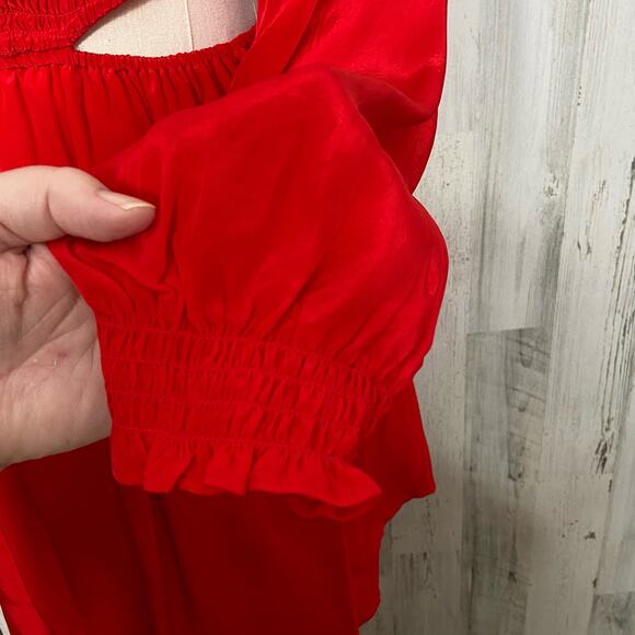 NWT Shahida Parides Cut Out Mini Dress Red Silk Beach Resort Vacation Size S - Picture 5 of 15